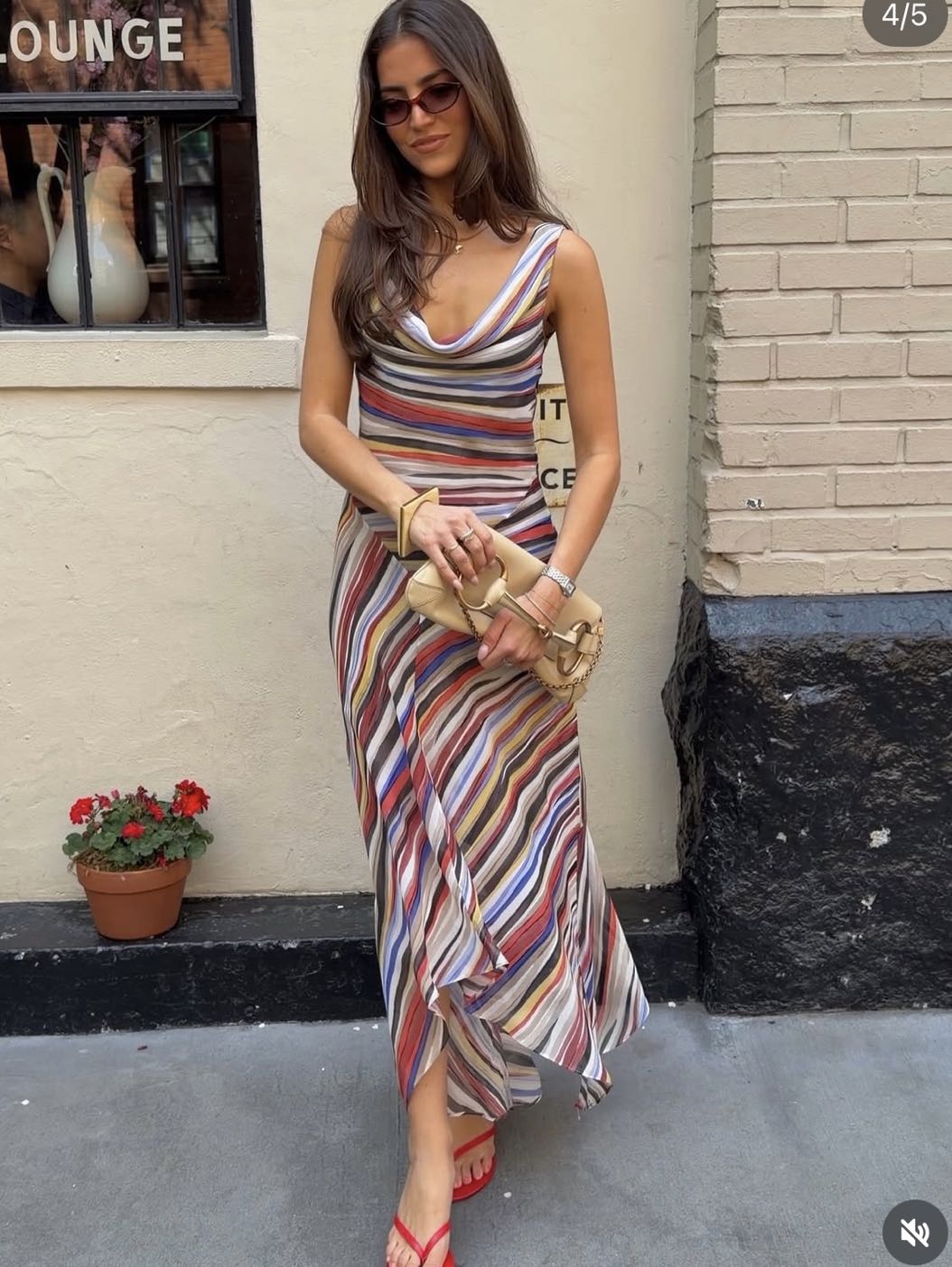Striped Cowl Neck Maxi Dress