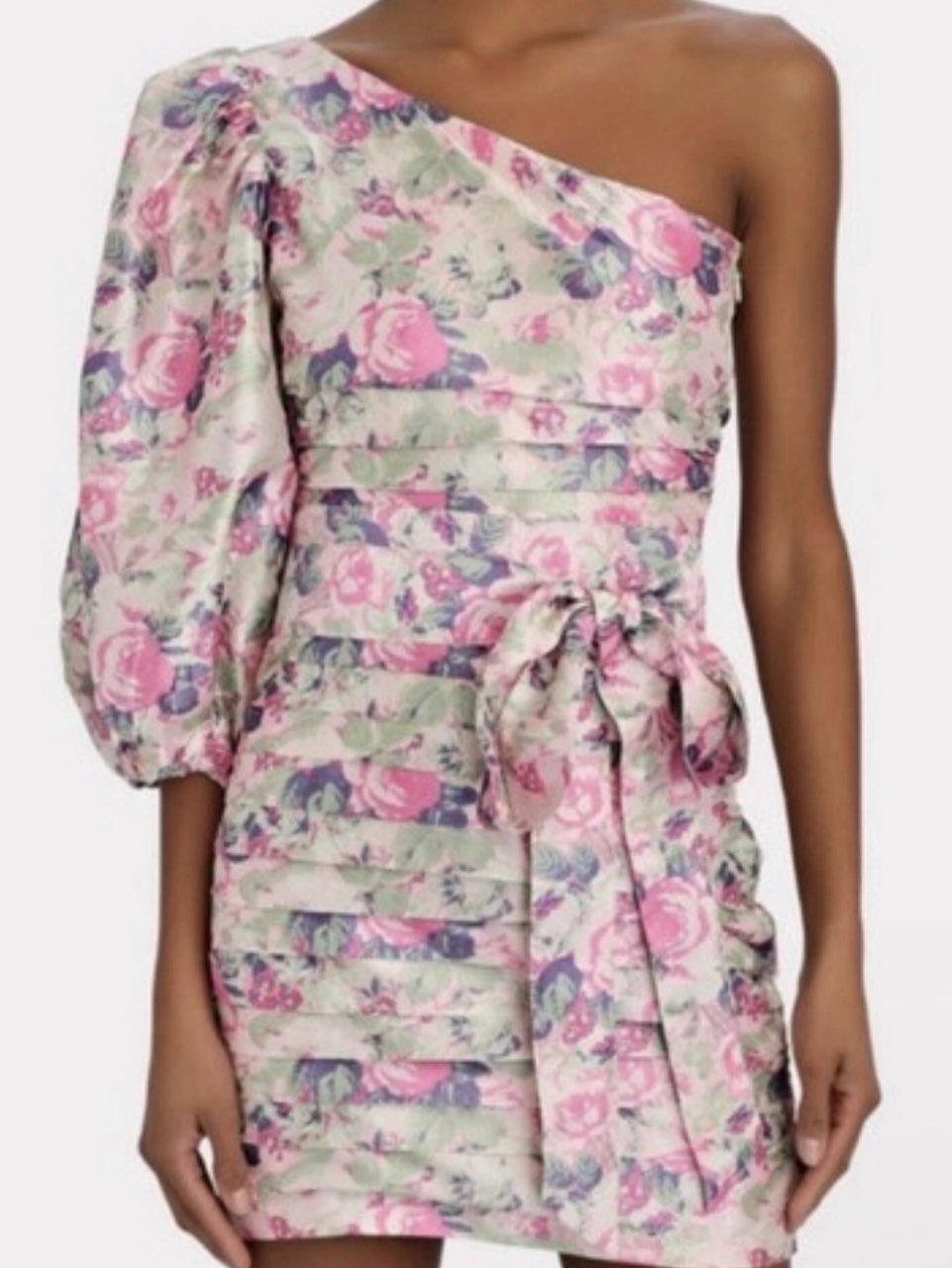 Pink Floral One-Shoulder Mini Dress