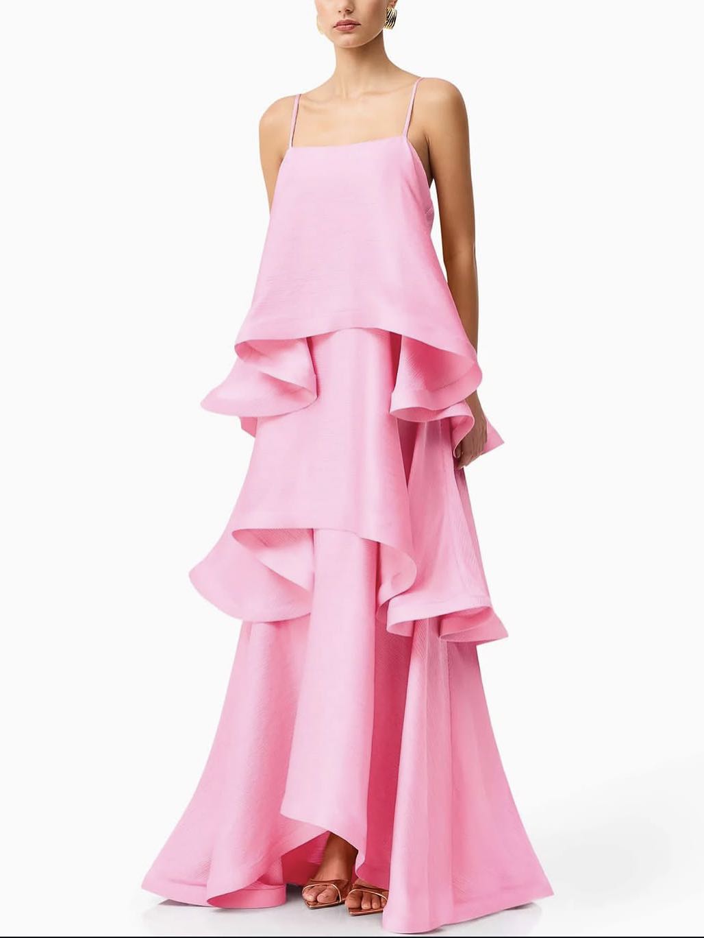 Pink Ruffle Formal Dress