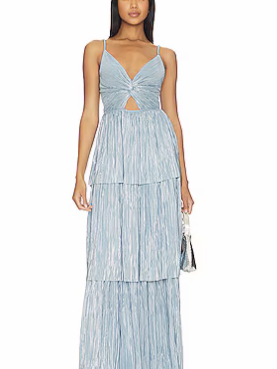 Light Blue Cutout Tiered Maxi Dress