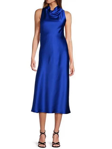 Antonio Melani Marine Satin Halter Neck Slip Dress Blue