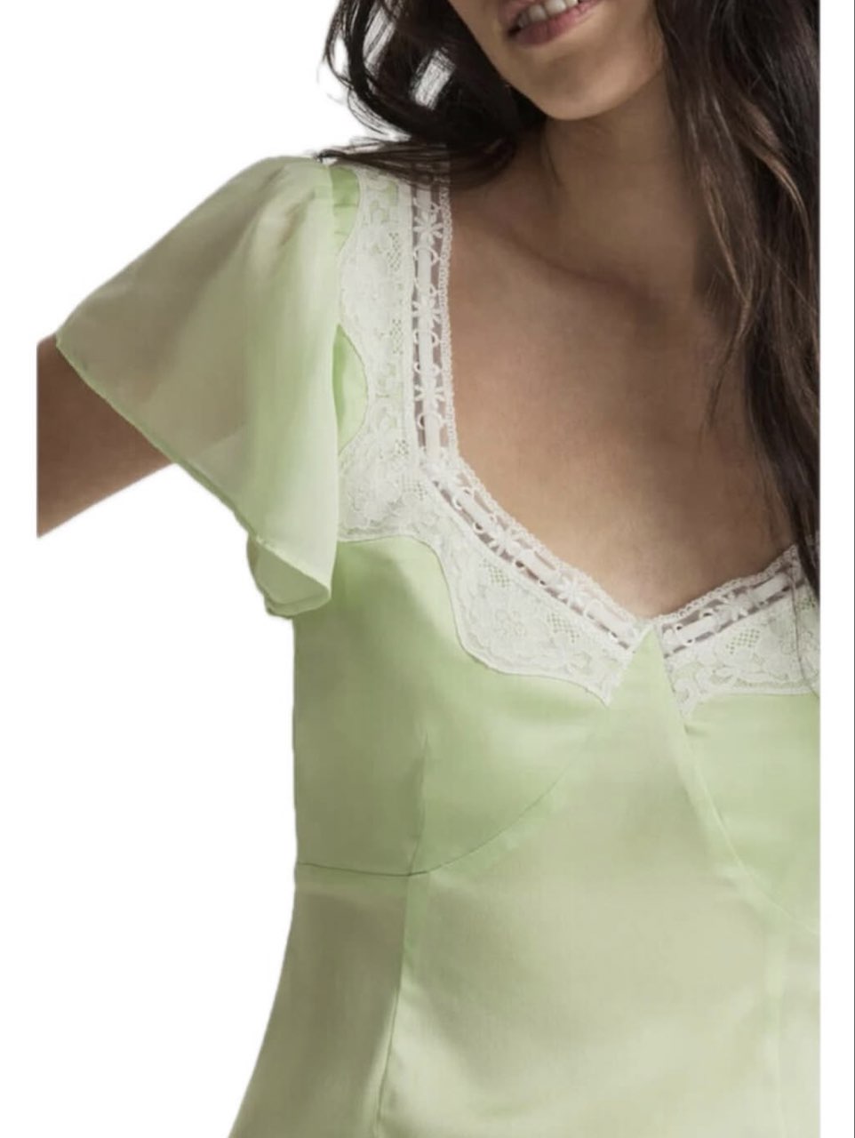 Light Green Lace Trim Dress