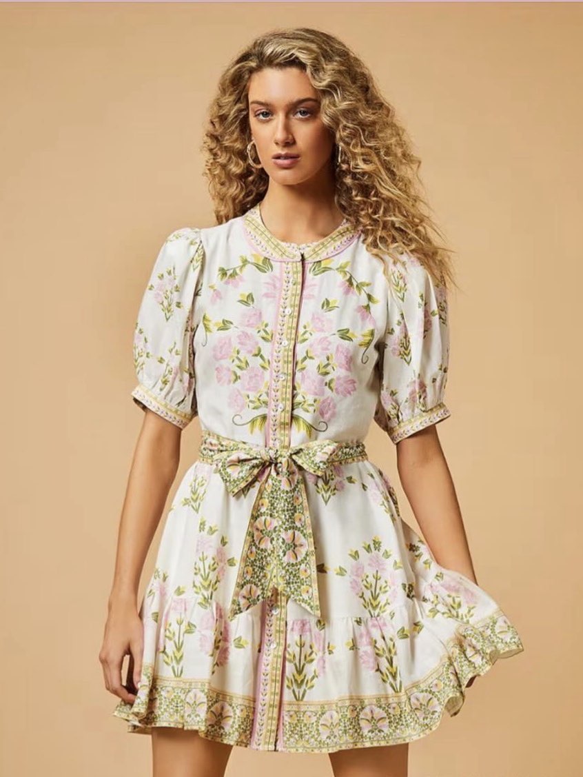 Linen Floral Dress