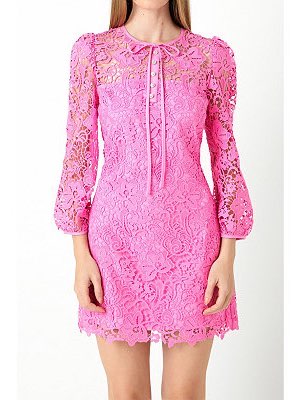 Hot Pink Lace Mini Dress