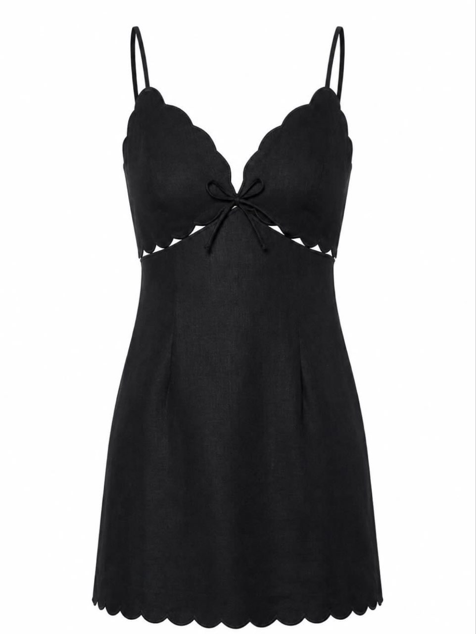Black Scalloped Mini Dress