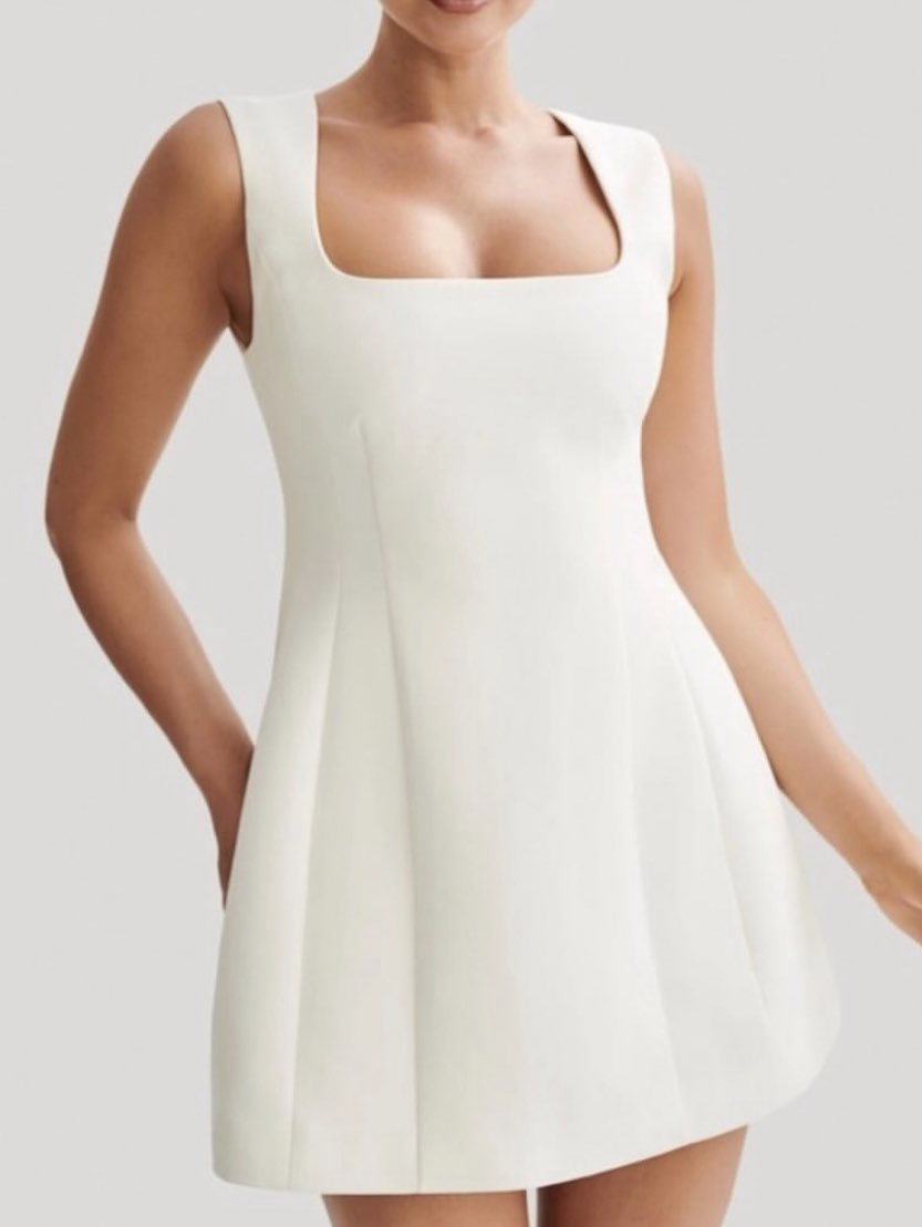 White Mini Fit and Flare Dress
