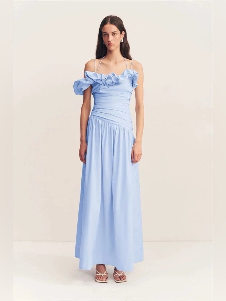 Light Blue Ruffle Maxi Dress