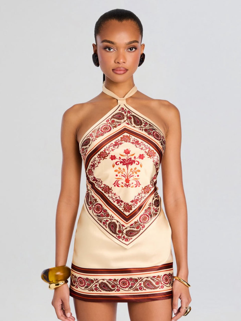 Scarf Print Halter Top & Mini Skirt Set