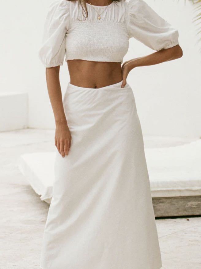 White Top + Skirt Set