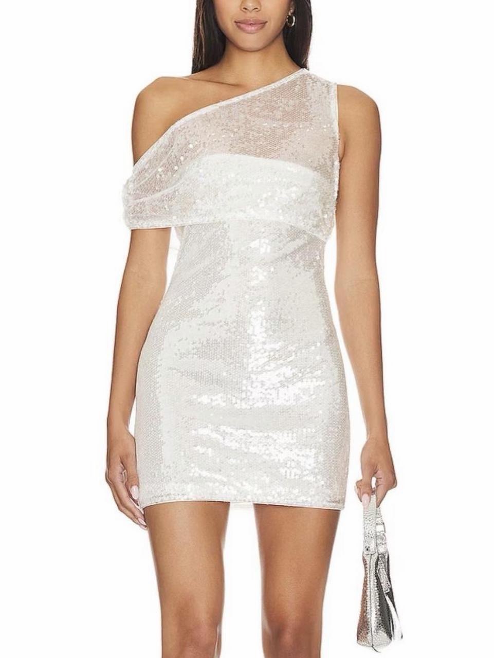 Mini White Sequin Dress