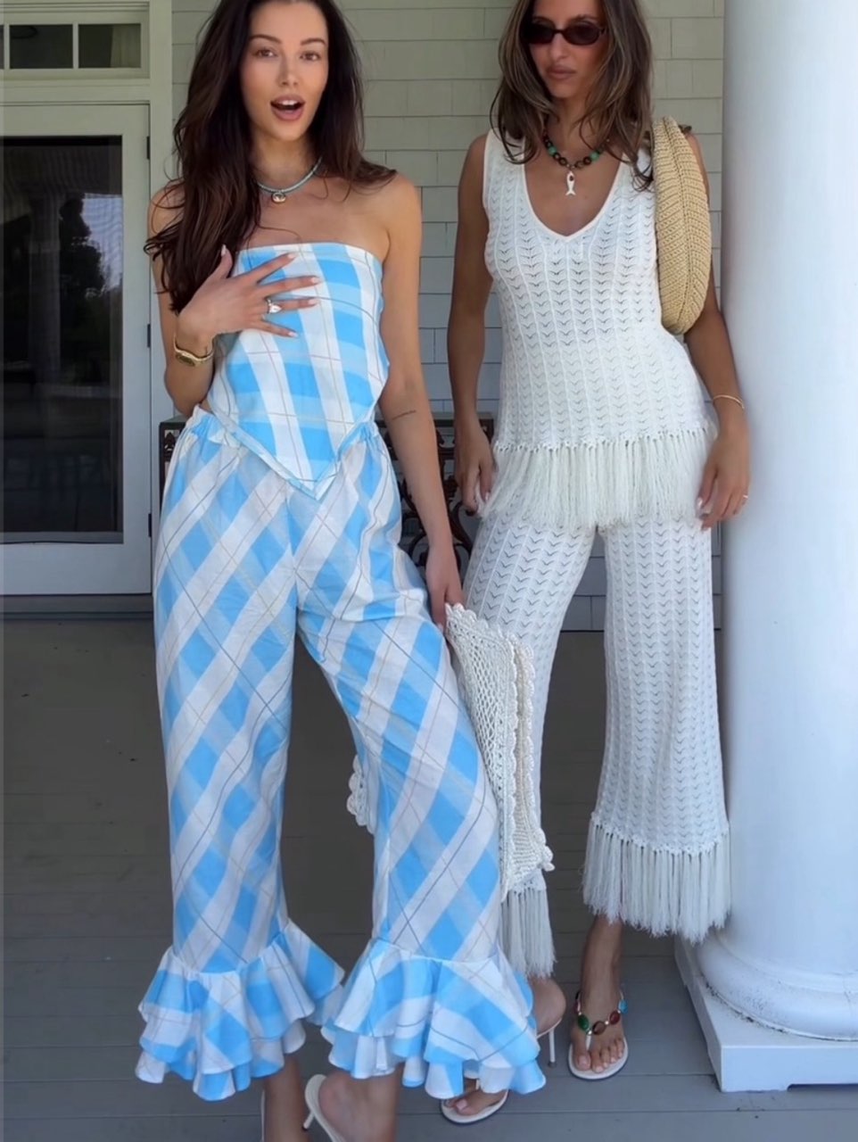 Light Blue Plaid Ruffled Co-ord Set