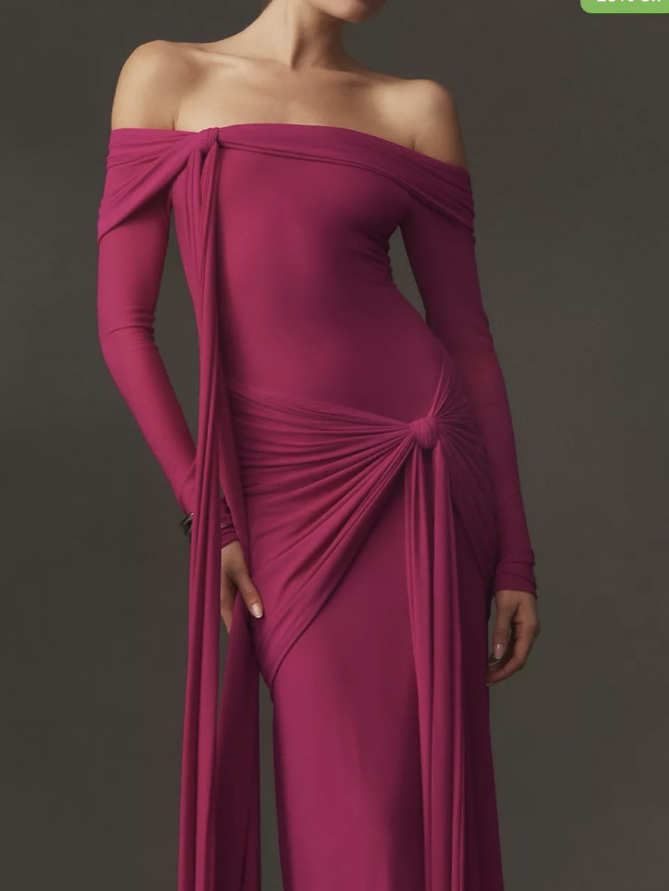 Deme by Gabriella Heloise Off-Shoulder Ruched Stretch Mesh Maxi Dress