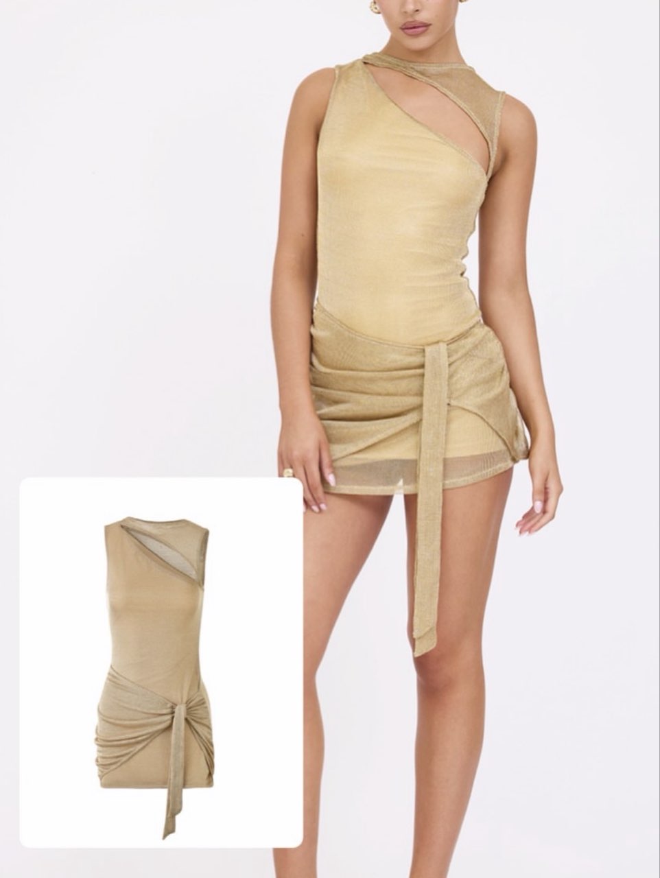 Gold Cutout Mini Dress