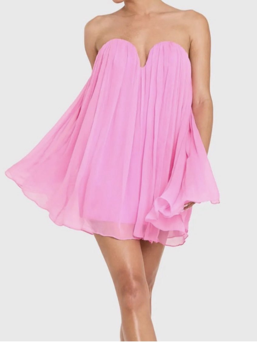 Pink Strapless Babydoll Mini Dress
