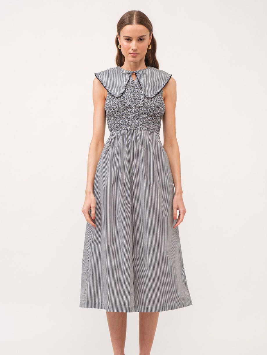 Elaina Midi Dress in Black/White