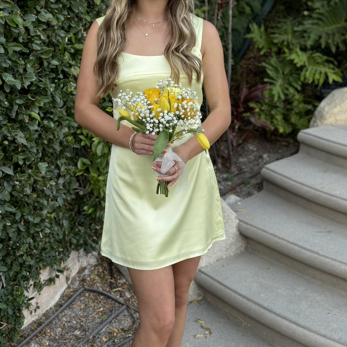 Peppermayo Butter Yellow Satin Mini Dress