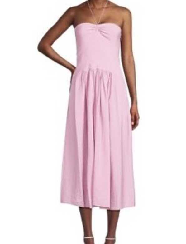 Pink Strapless Midi Dress