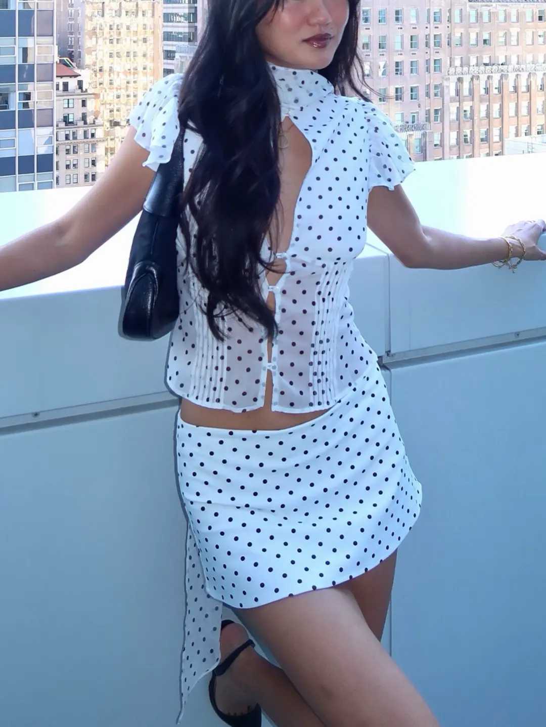 Guizio Ada Top + Micro Mini in Polka Dot