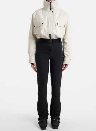 Moncler Cream Cropped Ski Jacket and Black Ski Pants Set