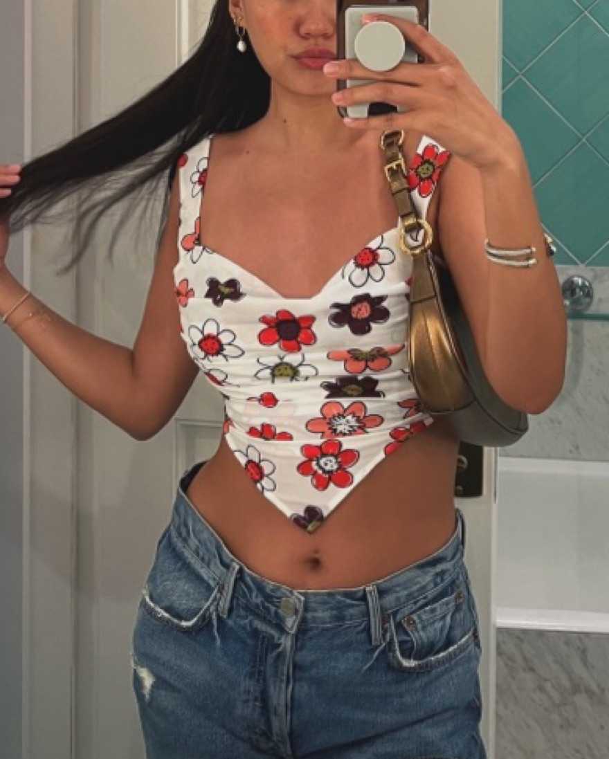 Miaou Tati Scarf Tie Corset Top