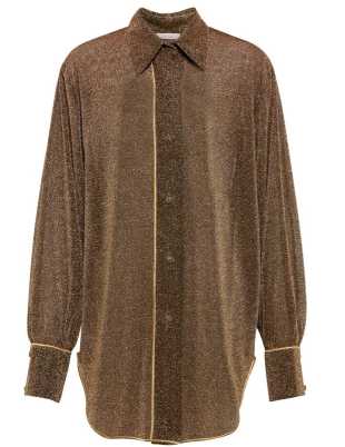 Bronze Shimmer Long-Sleeve Button-Up Shirt