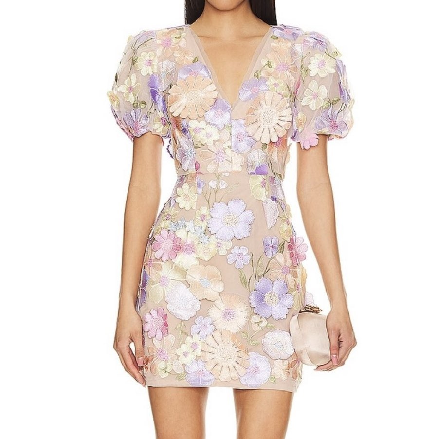 ELLIAT Pastel Floral Embroidered Mini Dress