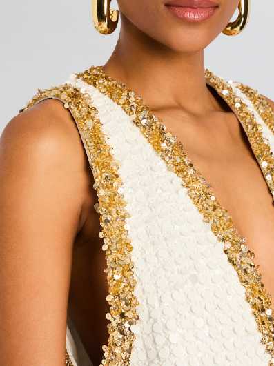 Sequin Trim Tweed Mini Dress