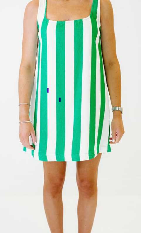 Green and White Striped Mini Dress