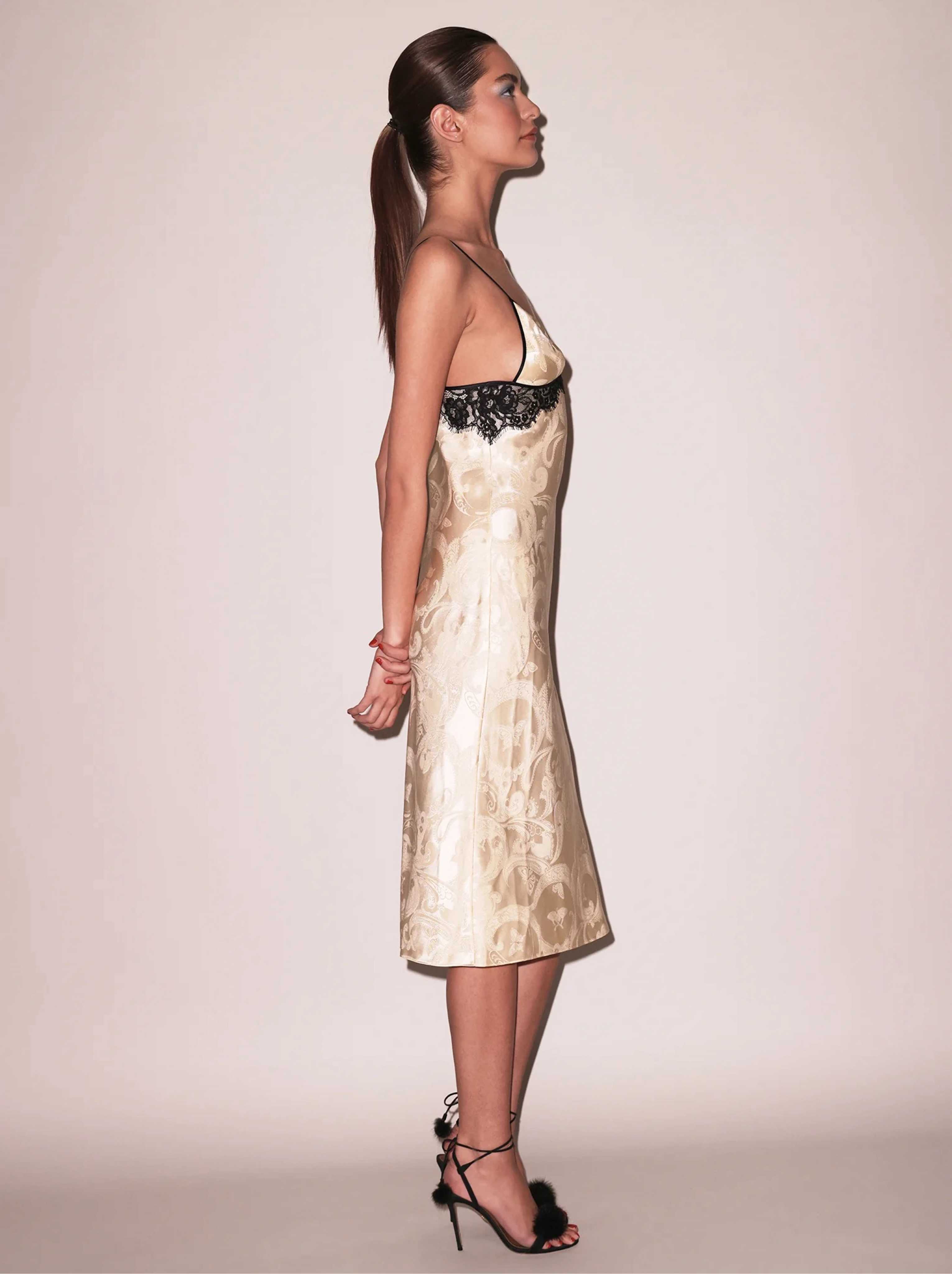 Champagne Paisley Butterfly Slip Dress