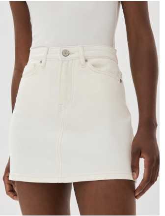 Cream Denim Mini Skirt