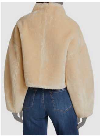 Beige Faux Fur Quarter-Zip Pullover