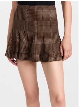 Brown Plaid Blazer and Pleated Mini Skirt Set