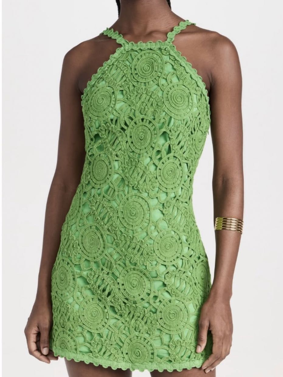 Green Crochet Mini Dress