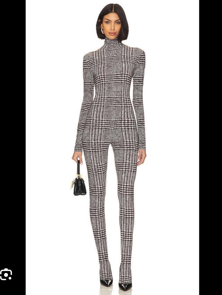 Balmain Houndstooth Open Back Jumpsuit