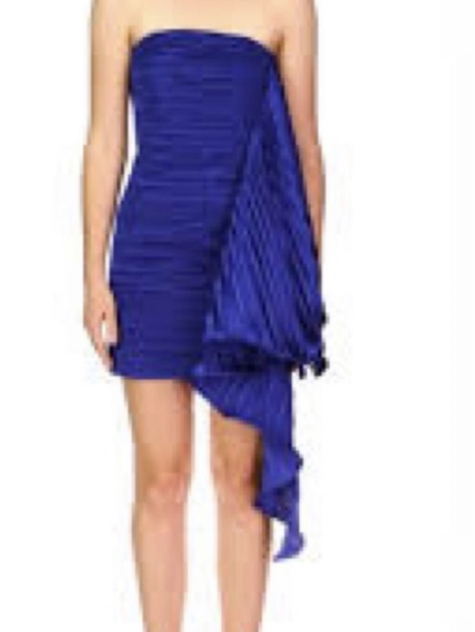 Blue Strapless Mini Dress with Ruffle Detail