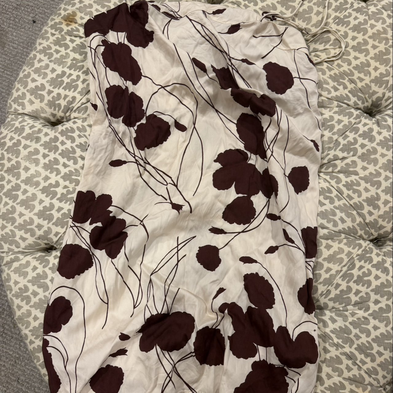Faithfull the brand Cream and Brown Floral Mini Slip Dress