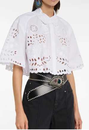 White Eyelet Cropped Blouse