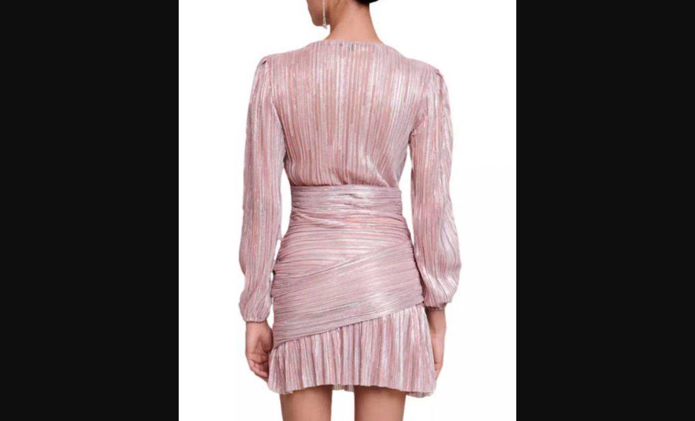 Maje Metallic Pleated Dress