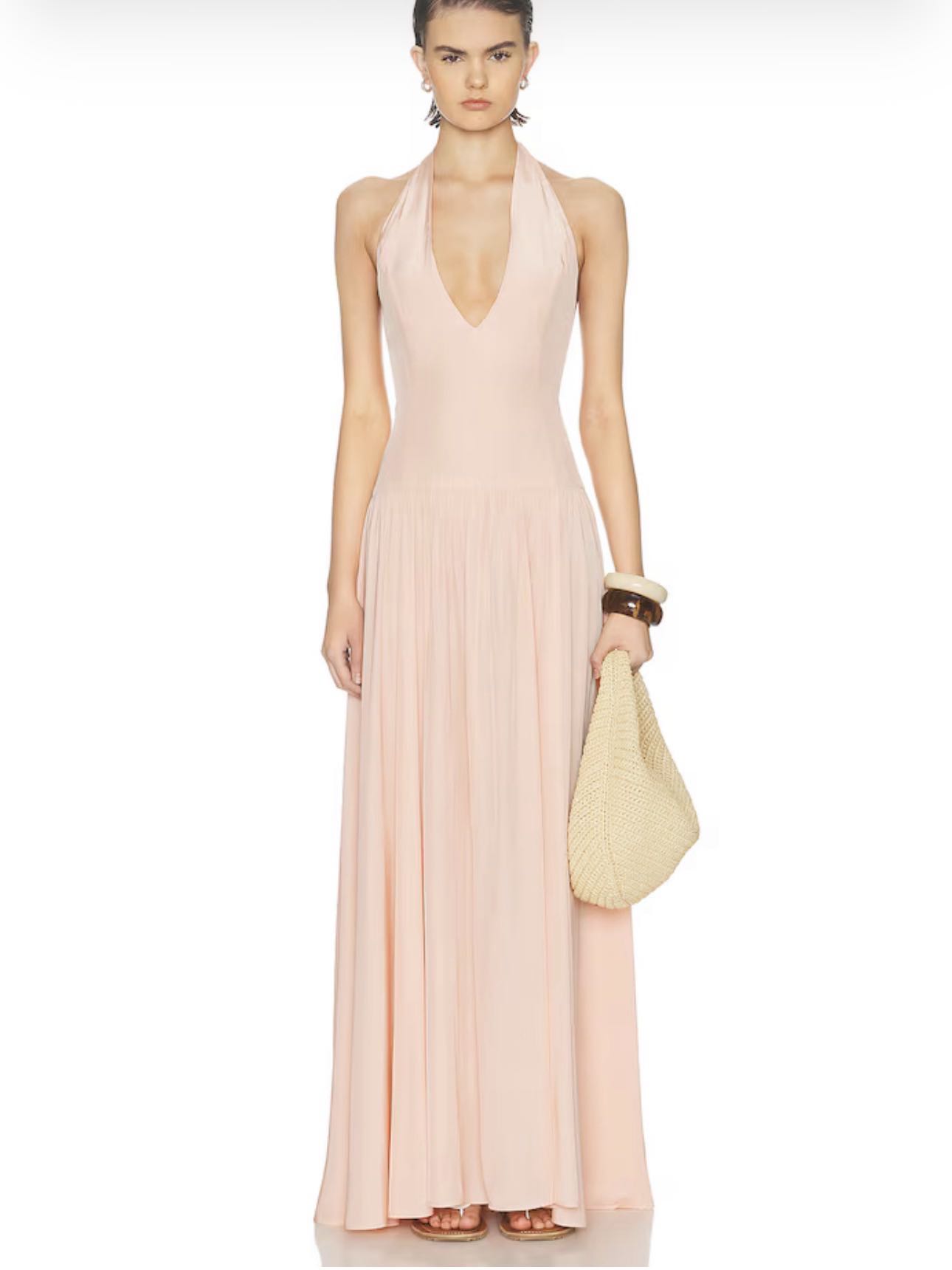 Blush Pink Halter Maxi Dress