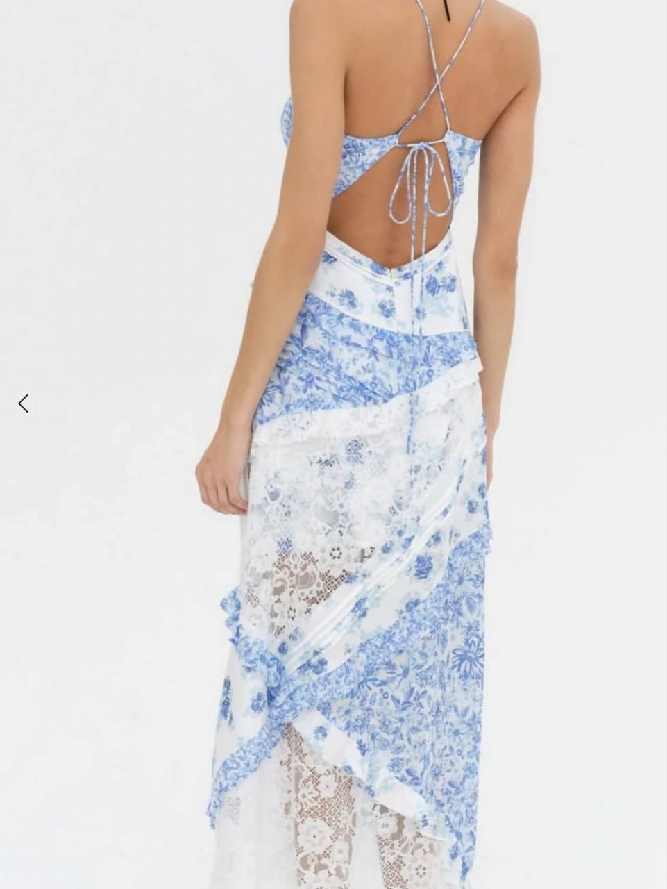 Blue Floral Lace Maxi Dress