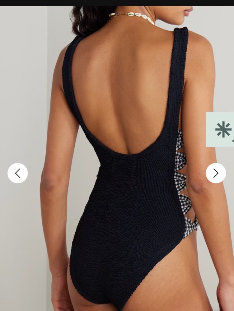 Black Gingham Cut-Out One-Piece Swimsuit