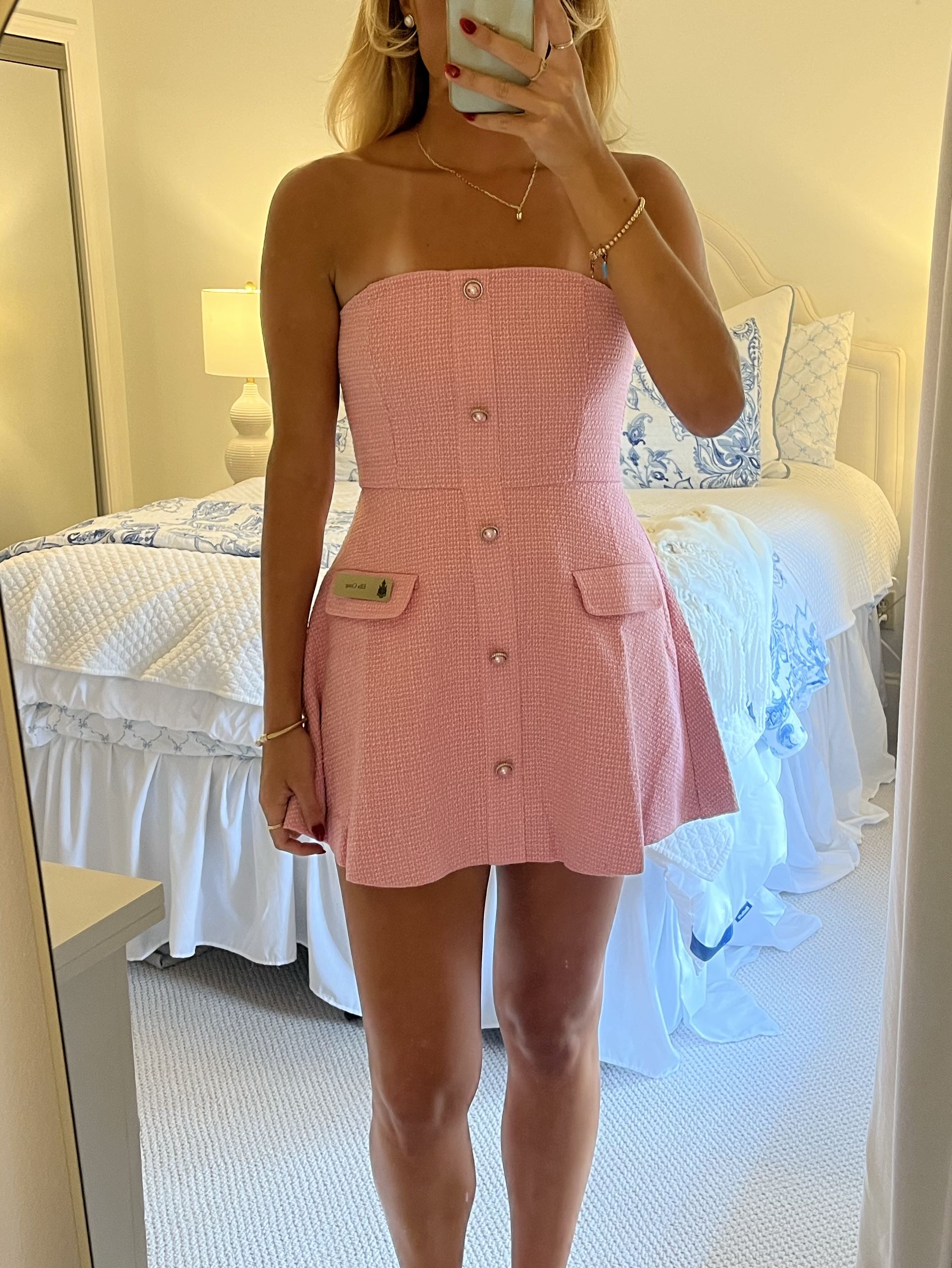 Pink Tweed Mini Dress