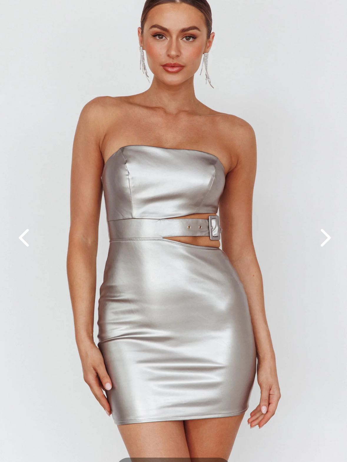 Silver Buckle Mini Dress