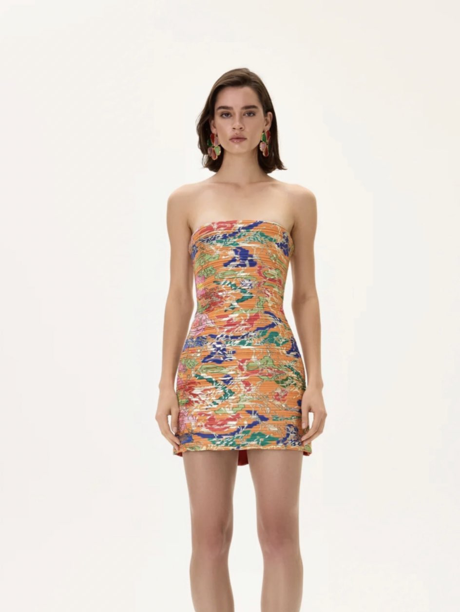 Colorful Strapless Mini Dress