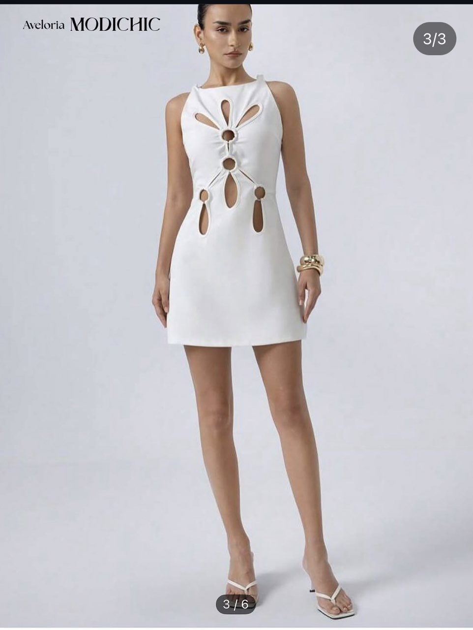 White Floral Cut-Out Mini Dress