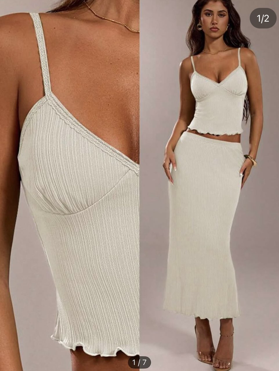 Ribbed Cami Top & Midi Skirt Set