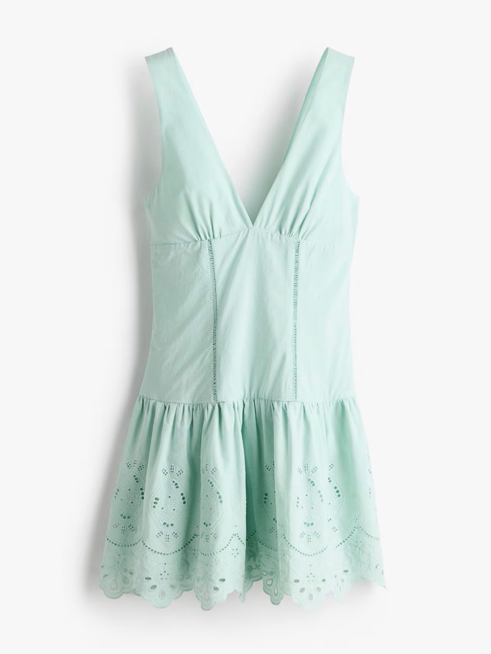 Eyelet embroidered dress with flared skirt