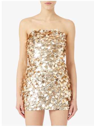 Gold Sequin Strapless Mini Dress
