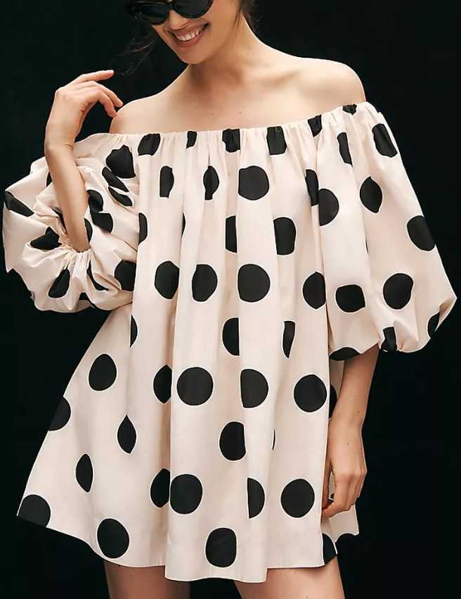 Polka Dot Off-the-Shoulder Mini Dress