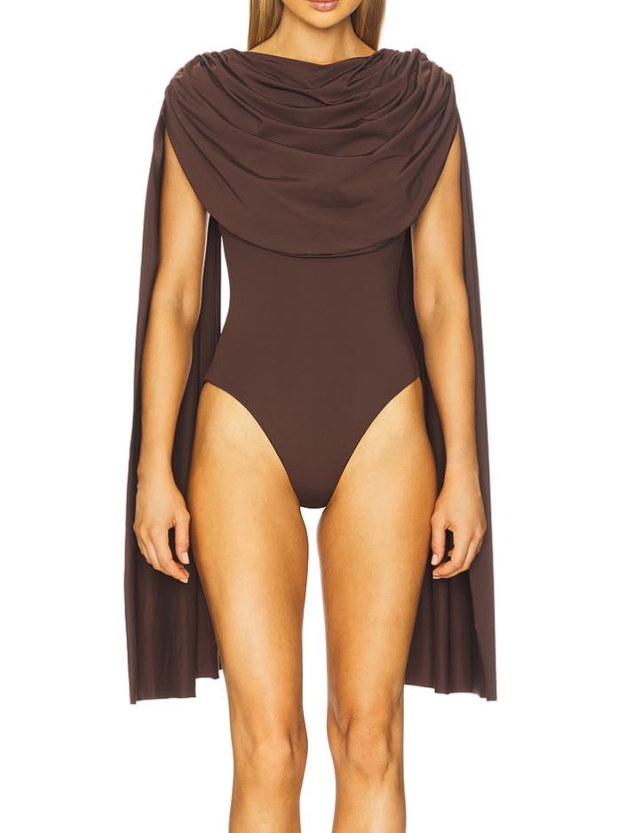Brown body suit w/ cape